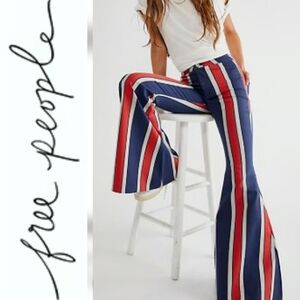 Free People Just Float On Printed Striped Flare Jeans